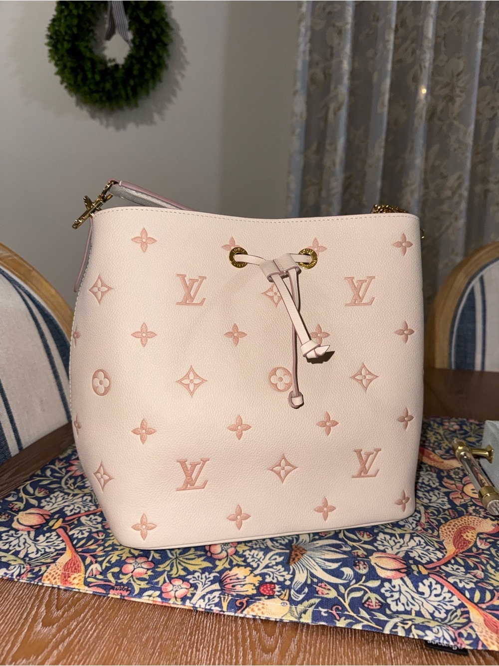 Louis Vuitton Soft Pink Monogram Drawstring Bucket Bag